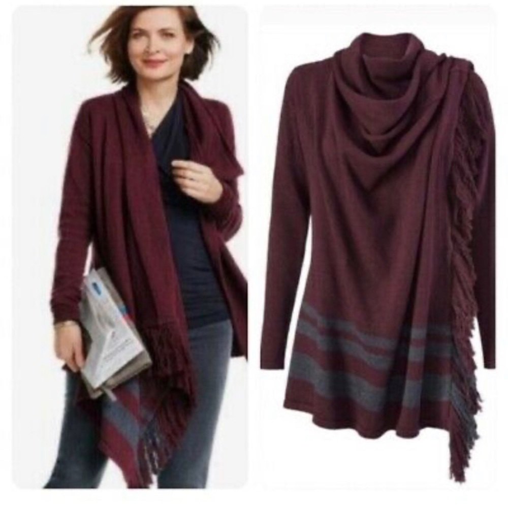 Port Fringe Wrap Sweater